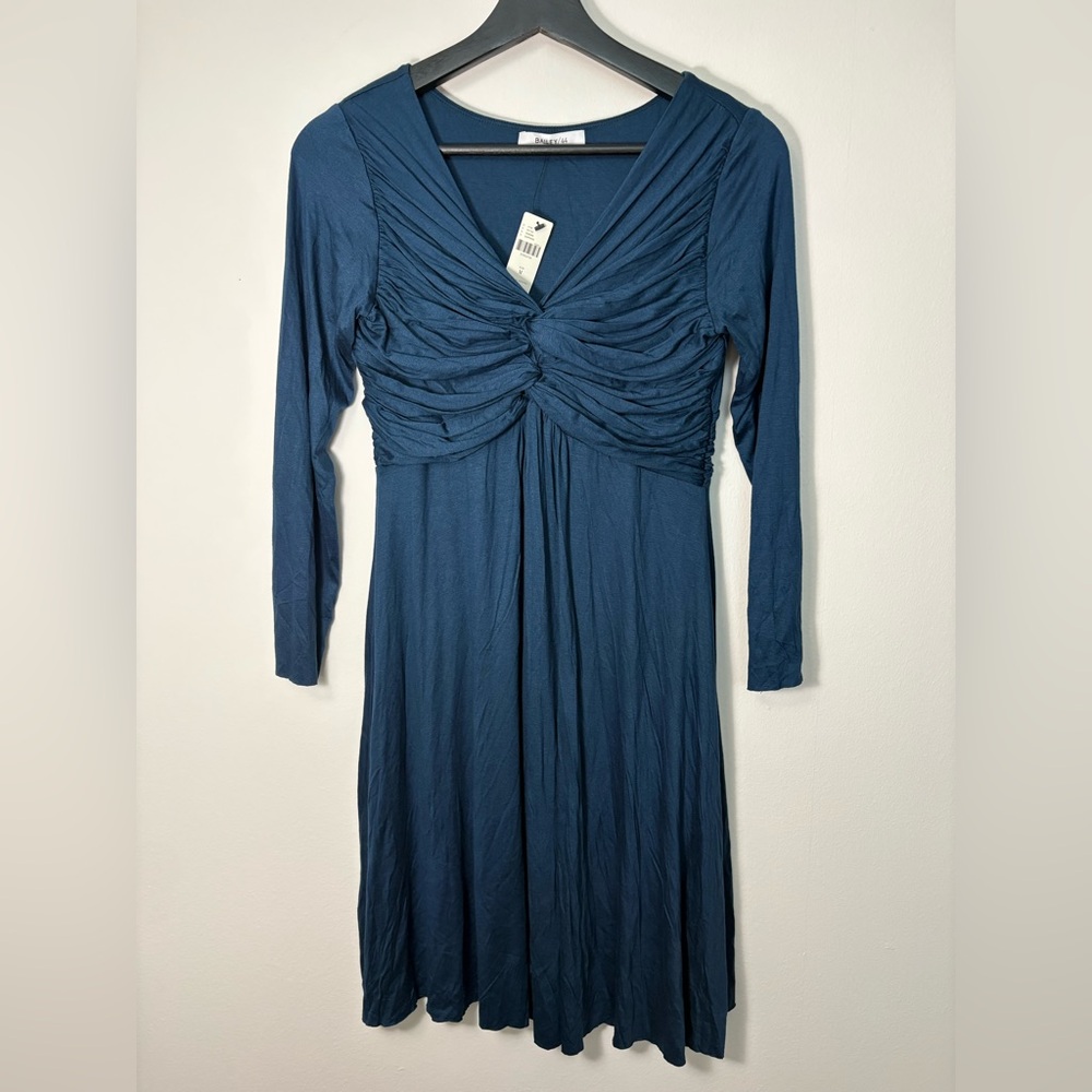 NWTAnthropologie Bailey 44 Navy Blue Ruched Dress Size M Sku#161